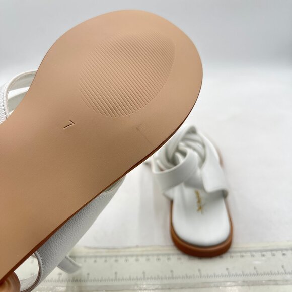 XYD White Open Toe Metal Gold Hardware Flip Flops Ankle Wrap Lace-up Flat Sandal - Picture 6 of 8